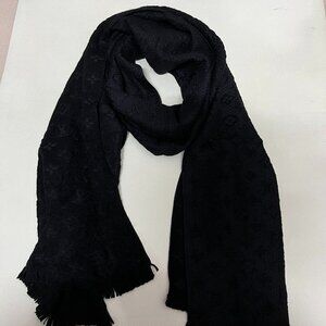 LOUIS VUITTON Monogram Black Wool Scarf - New with Box & Dust Bag